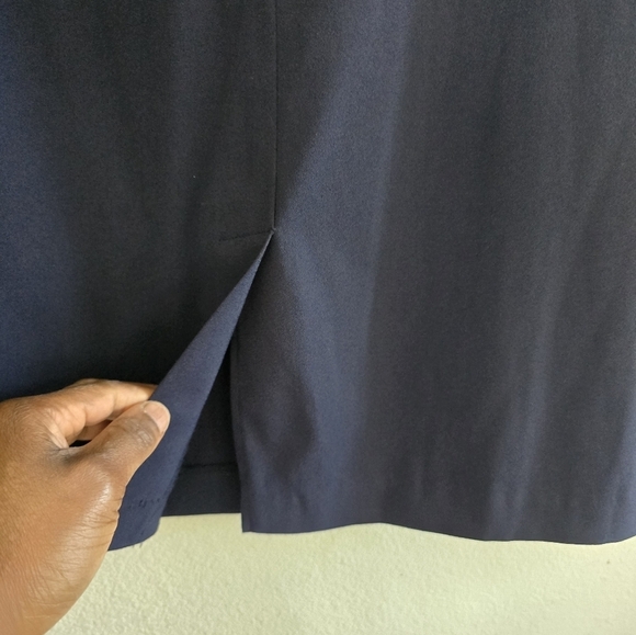 VTG Leslie Fay 2Piece Skirt Suit 16 Blue Long Sleeve Button Up Double Breasted - Picture 16 of 16